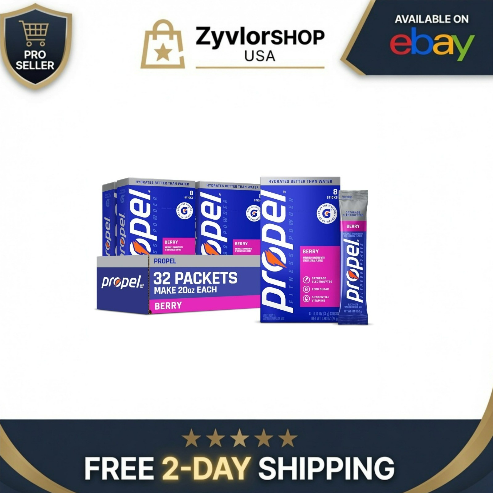 Propel Electrolyte Powder Drink Mix Berry 32 Servings Zero Sugar