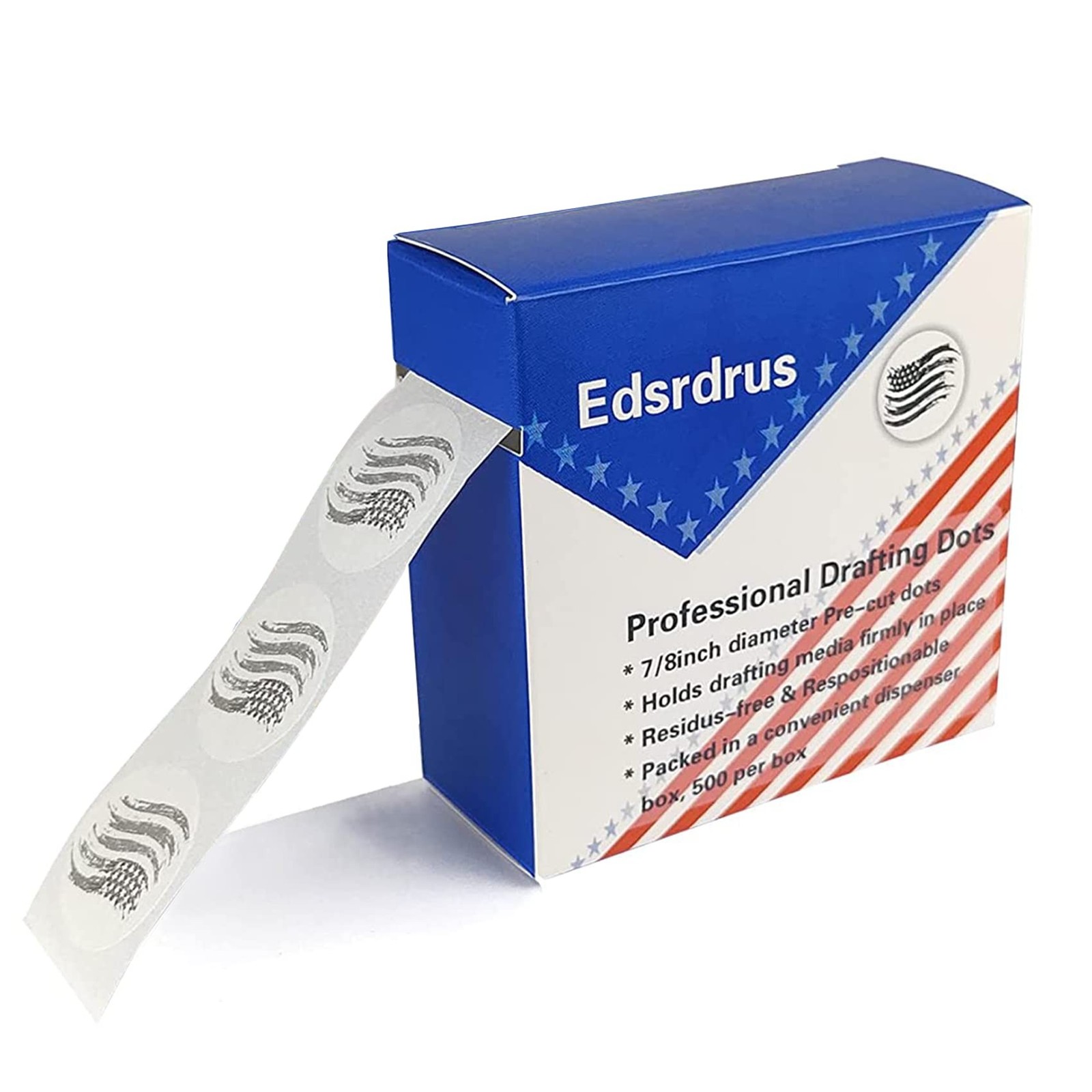 EDSRDRUS 1 Pack Drafting Dots 7/8” Diameter, Low Tack, Easy Removal, Pre-C