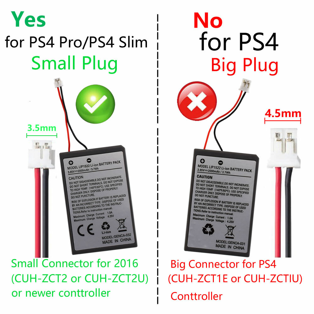 Battery pack For Sony Playstation 4 PS4 Pro & Slim DualShock Controller + Cable