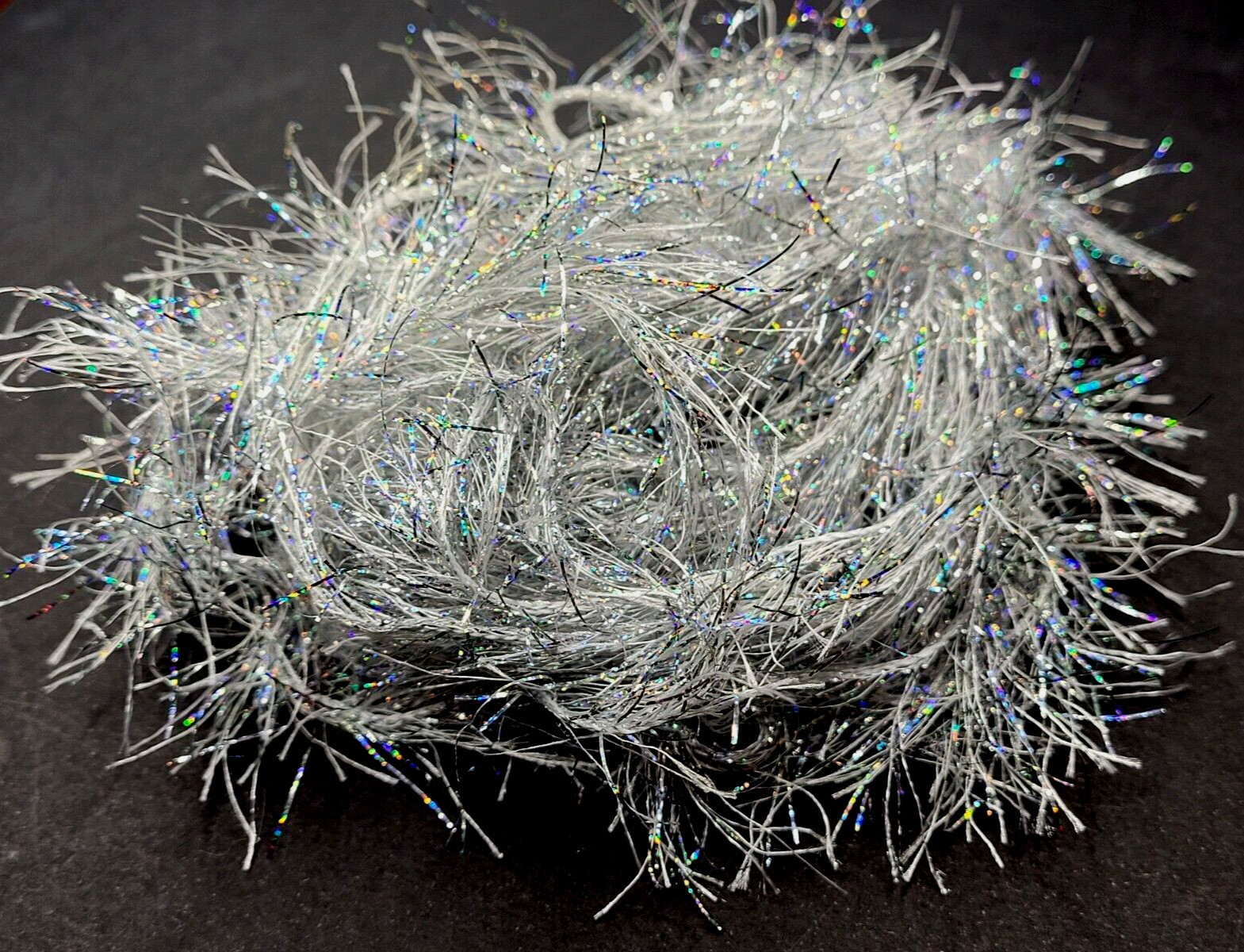 CRYSTAL ICE HACKLE - SILVER PEARL - 5 Yds - Feather Replace - Fly Tying Material