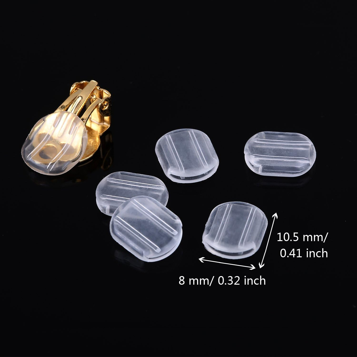 Maxdot 100 Pieces 4 Size Earring Back Pads Clear Silicone Comfort Earring Cushio