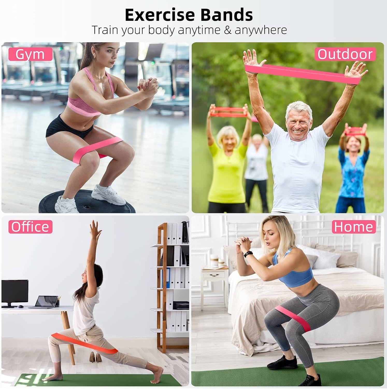 Resistance Bands for Working Out, 5-Pack Elastic Exercise Bands for Strength ...