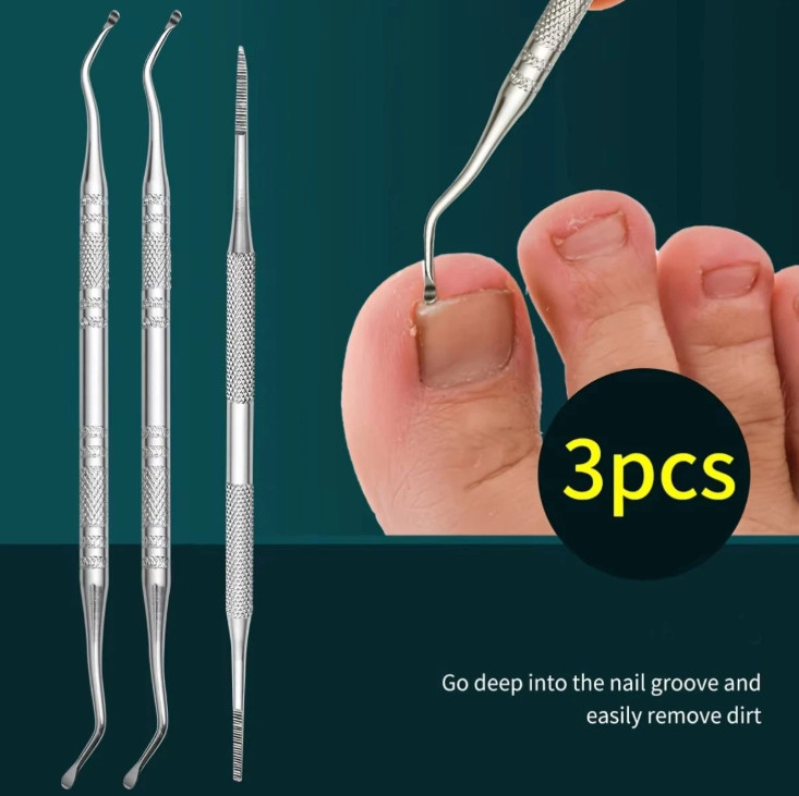 3pcs Nail Stain Removal Tool, Pedicure Tool Beauty File, Ingrown Toenail Cleaner