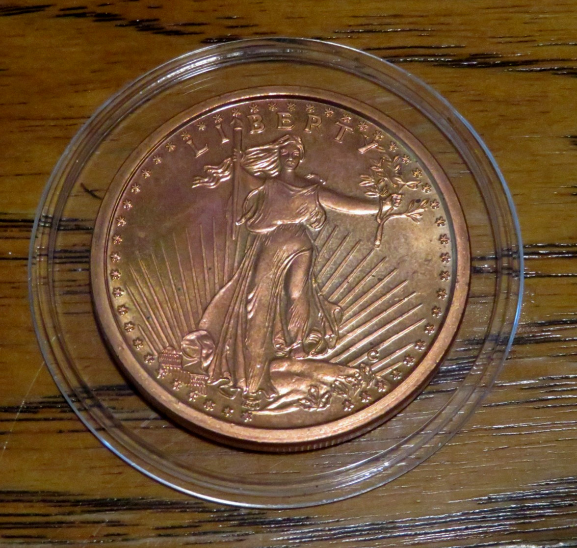 Standing Liberty 1 oz Pure .999 Copper Coin, Rare Eagle Version, W/Case