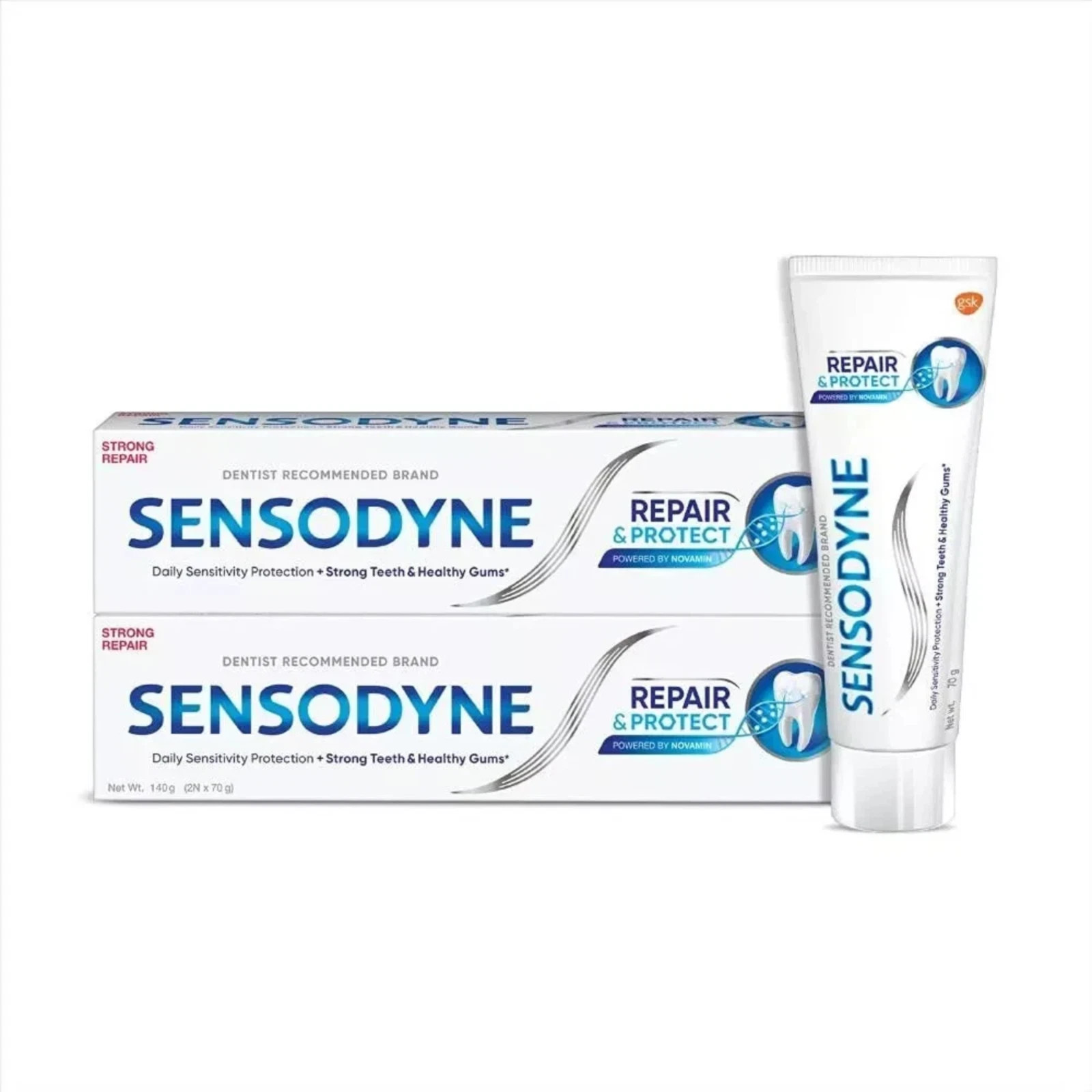 2 x Sensodyne Repair and Protect Toothpaste 70g NovaMin Powered Sensitive Teeth