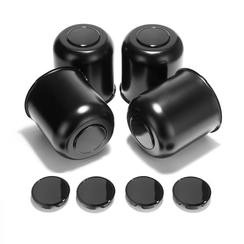 4.25 Inch Stainless Trailer Wheel Center Cap Kit - 4.25" Hub 4.29"H Matte Black