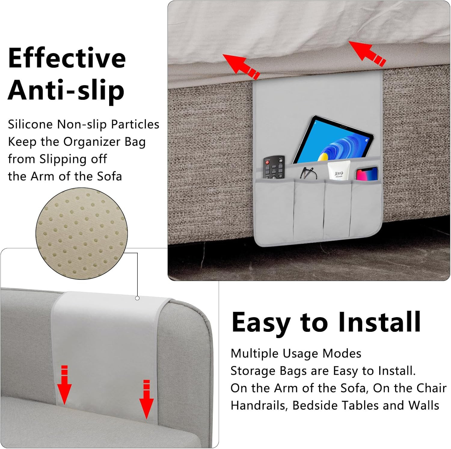 Remote Control Holder for Armchair, Couch Caddy Organizer TV Remote Holder for B