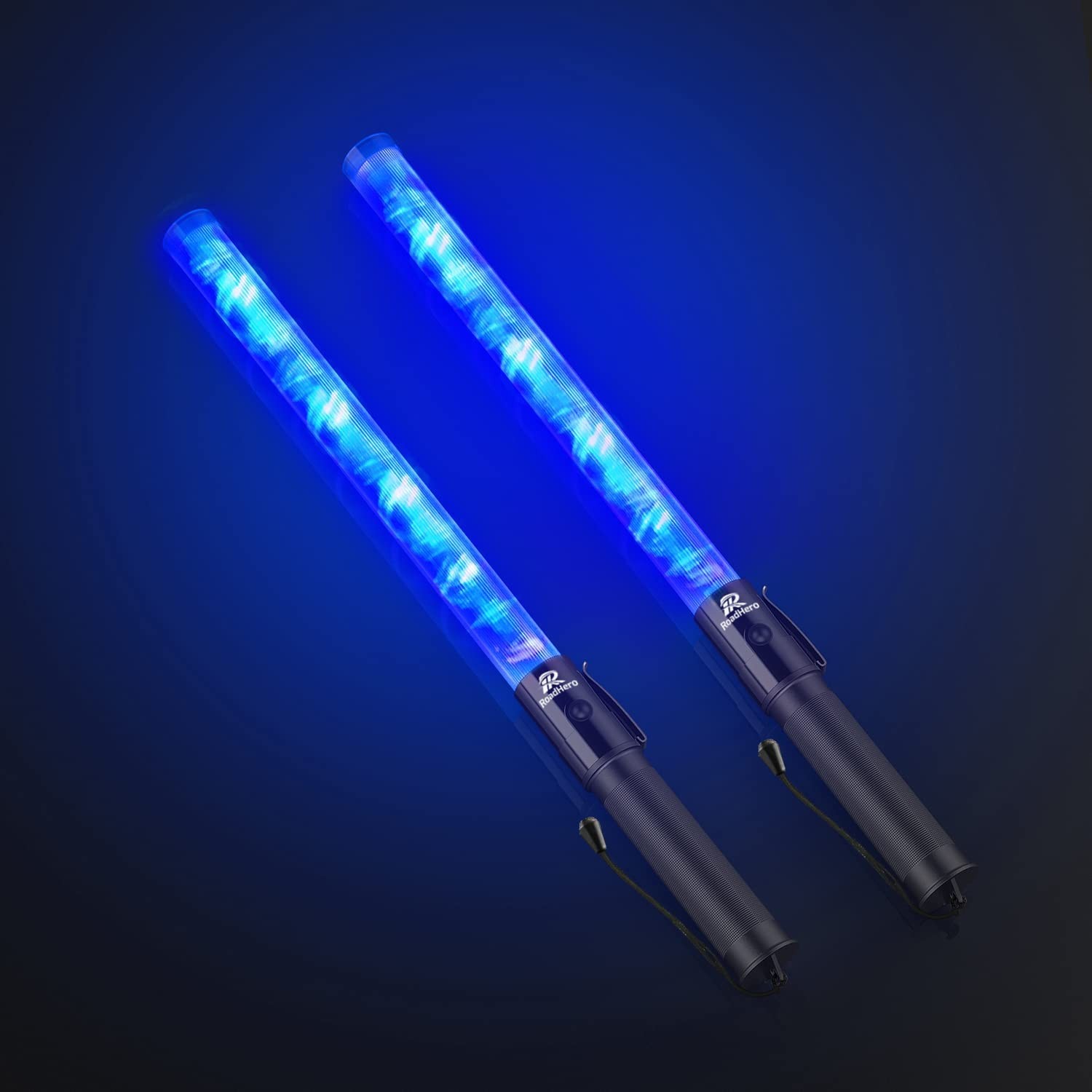 RoadHero 2 Pack 21inch Traffic Wands, Blue Led Traffic Control Baton, Ni