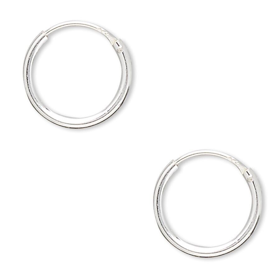 Sterling Silver Round 12mm Hoop Earrings with Endless Loop Closure (4 PAIR)
