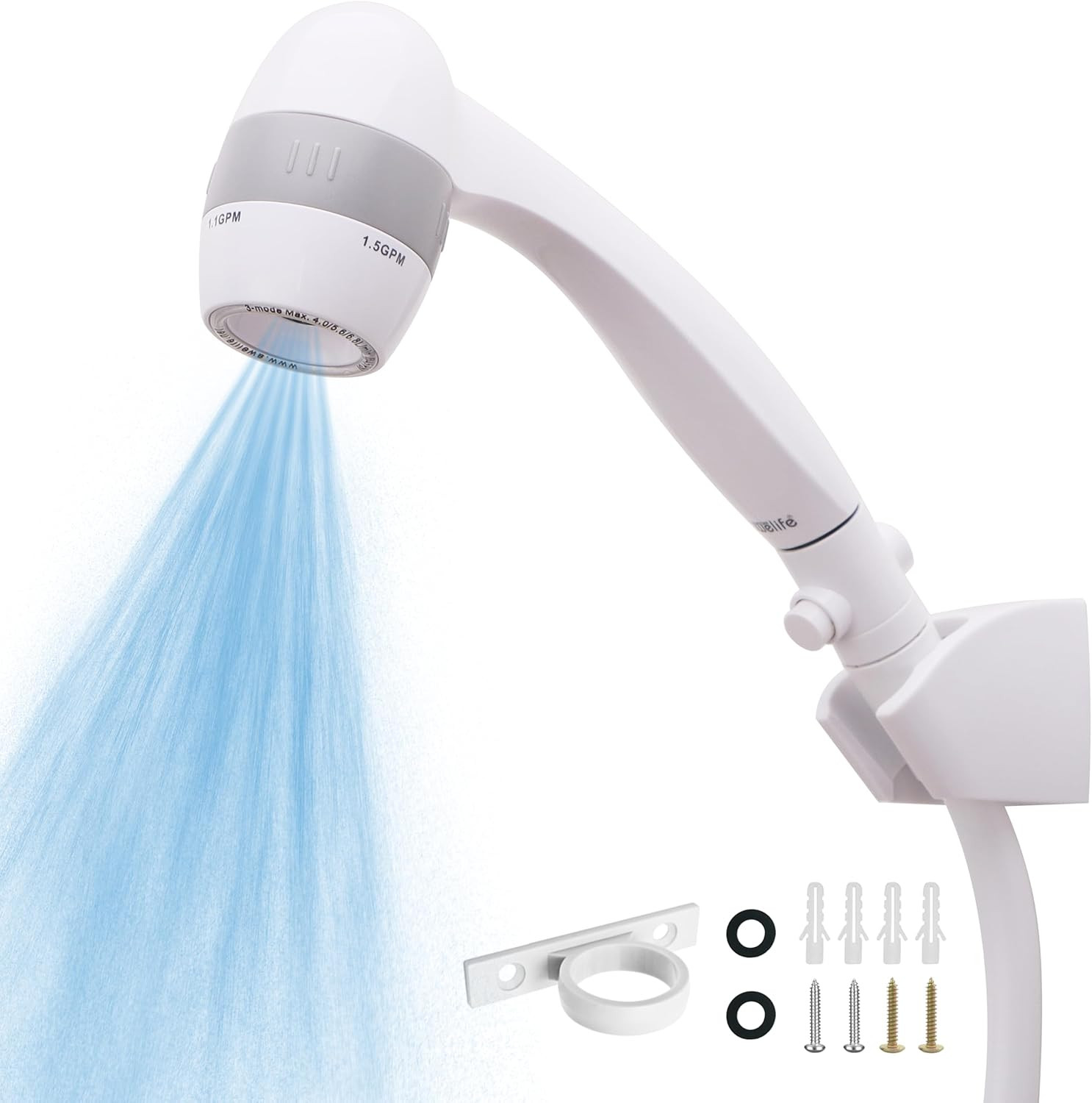 High Pressure RV Shower Head with Hose and on off Switch, 3 Flow Rate