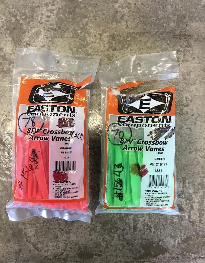 Easton BTV Crossbow Vanes ( Open Packages- 70 green and 78 orange )