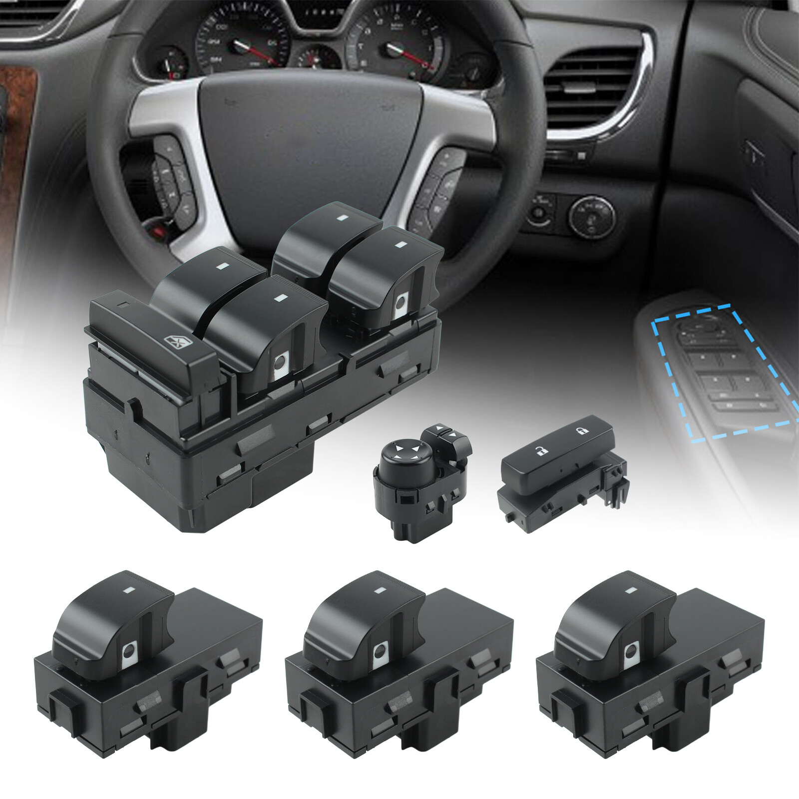 Full Set Power Window Control Switch For Chevy Traverse 2009-2017 HHR 2008-2011