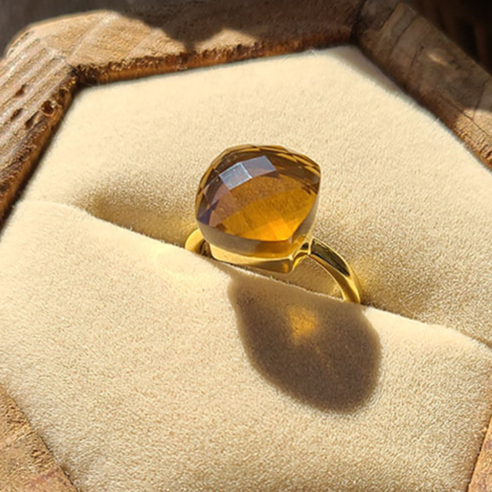 Cushion Gorgeous Madeira Citrine 925 Silver Halo Engagement Ring Christmas Gift