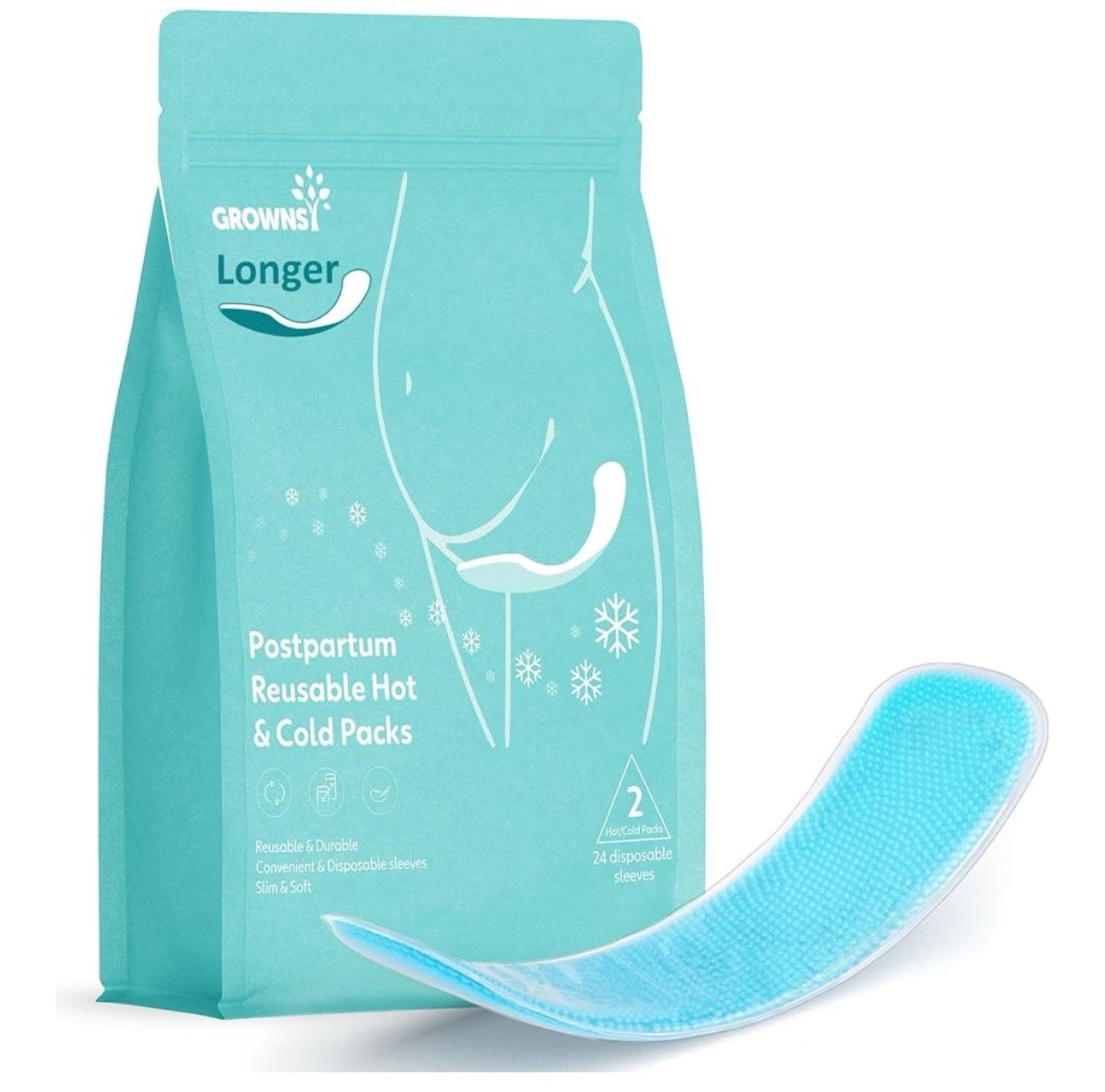 Grownsy Heating&Cooling Postpartum 2PCSPerineal Ice Pack Pad Reusable For Relief
