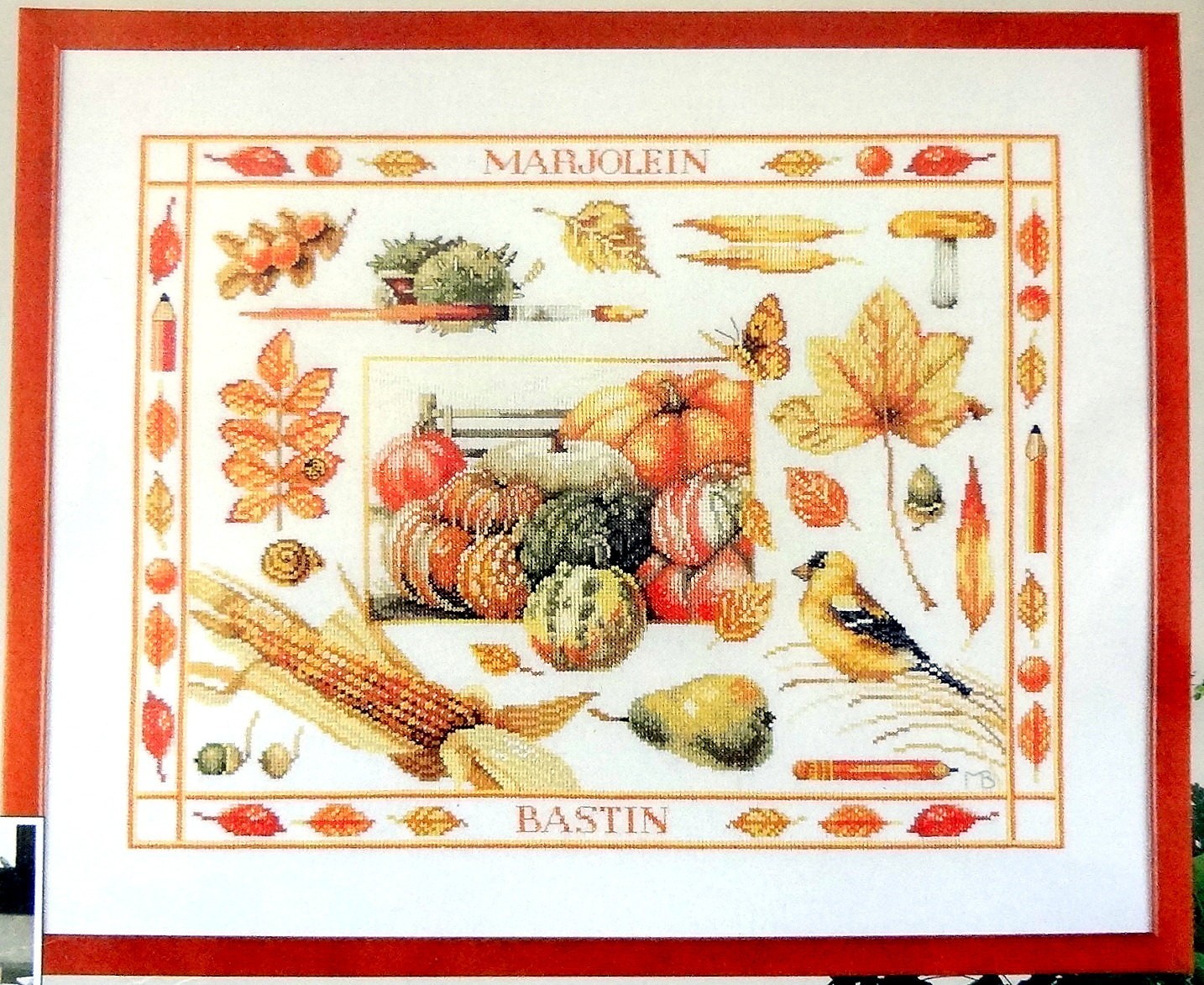 Autumn Harvest Pear Pumpkin Plus Mushrooms Bird DMC Floss