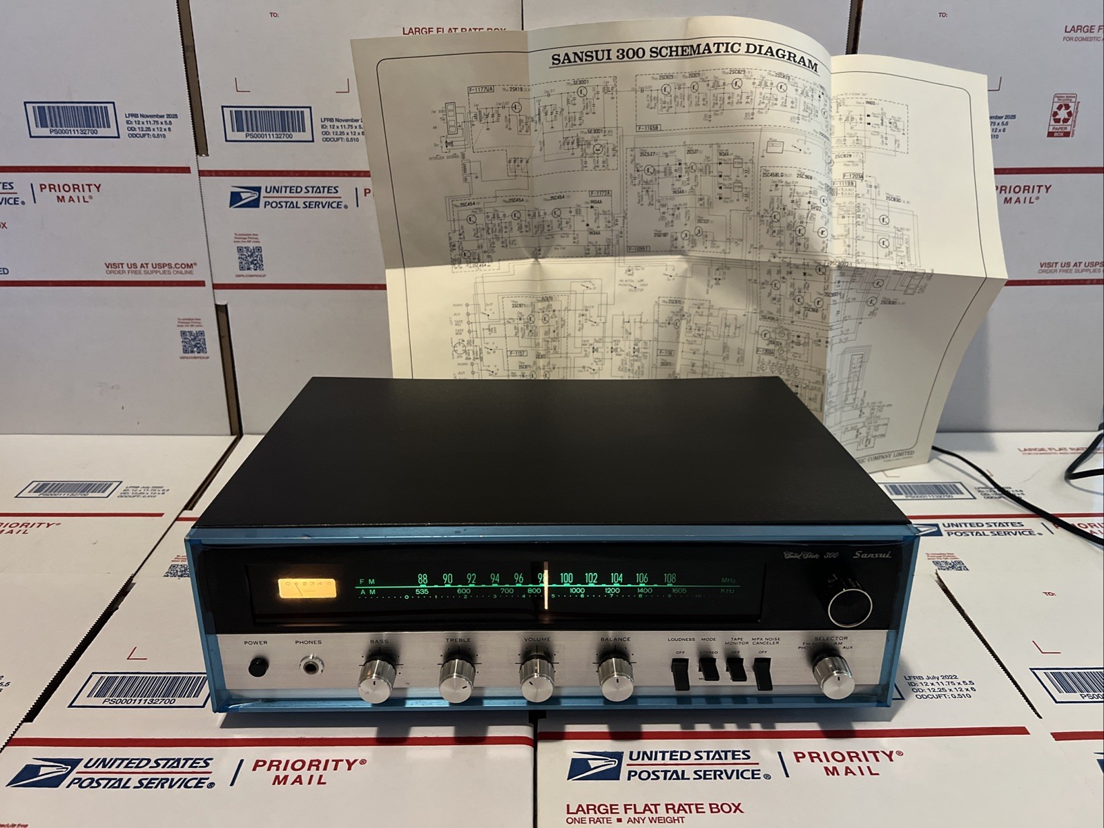 Sansui 300 Solid State AM/FM Tuner Amplifier W/Schematic - WORKS - WARRANTY