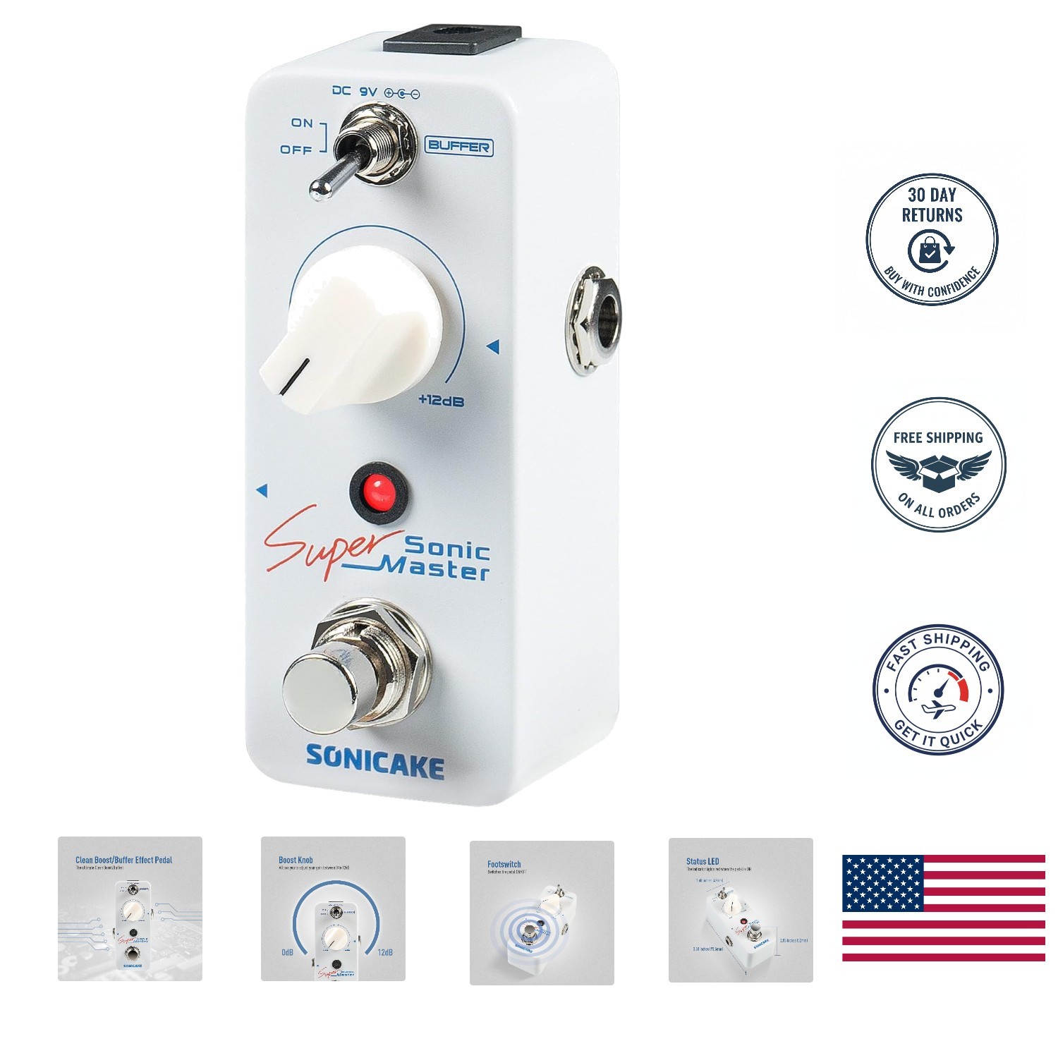 Effortless Sound Enhancement: 9V Mini Clean Boost Pedal for Guitar and Bass