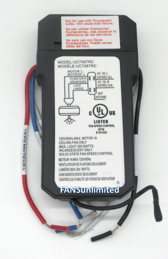 Emerson SW102 Replacement Ceiling Fan Wall Control Kit INCLUDES BATTERY