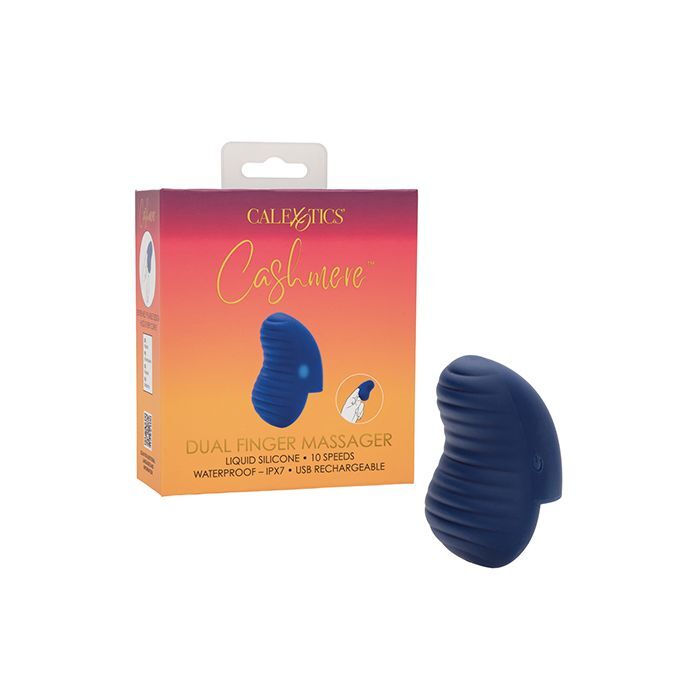 CalExotics Cashmere Dual Finger Massager Blue