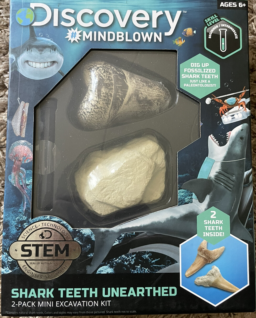 Discovery #Mindblown Shark Teeth Unearthed 2pk Mini Excavation STEM Science Kit