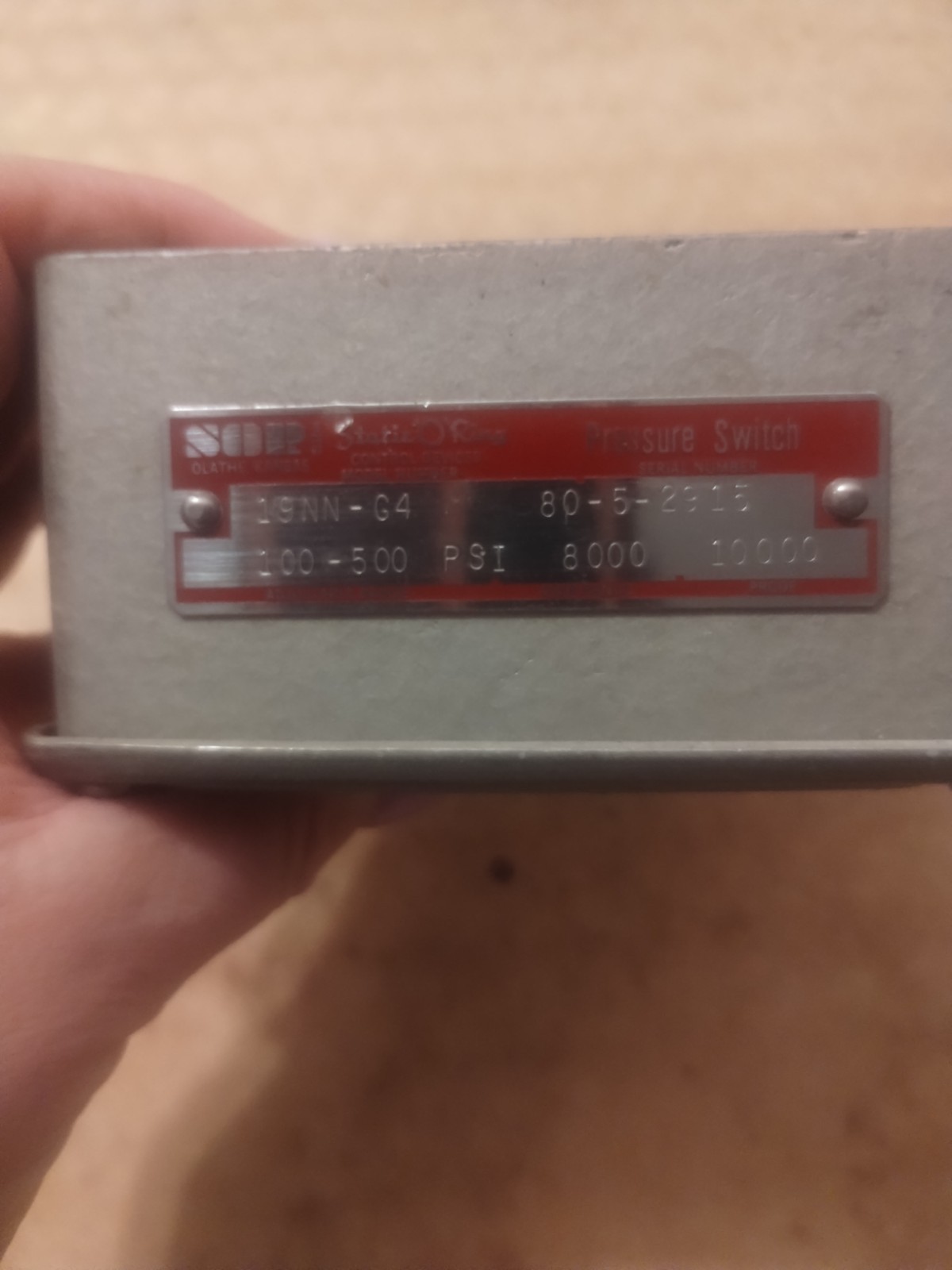 SOR Pressure Switch Model 19NN-G4