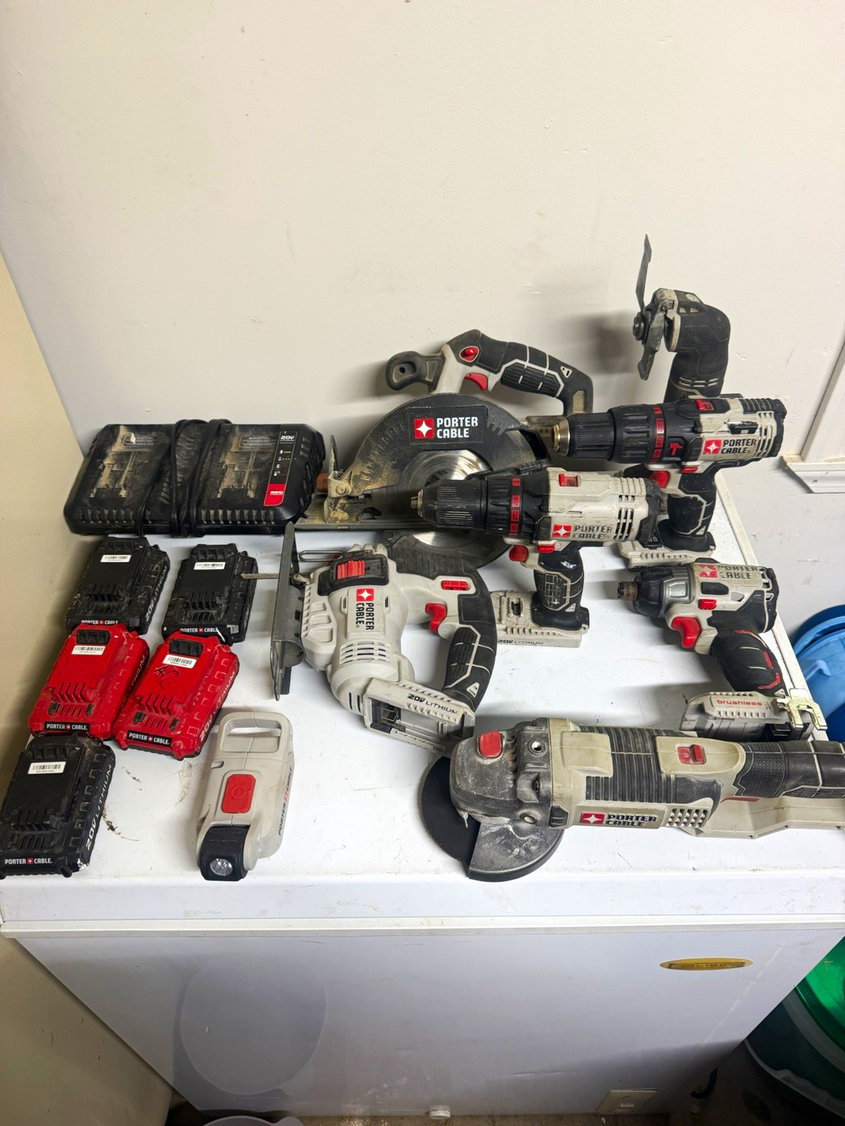 Porter-Cable 20V Cordless Power Tool Set w/ 5 Batteries &  Double Charger