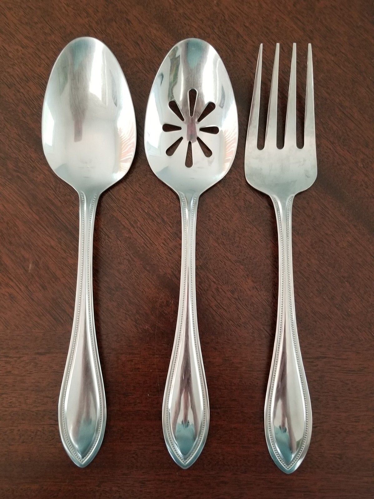 Pfaltzgraff 18/10 Stainless Steel American Bead 3 Piece Serving Set