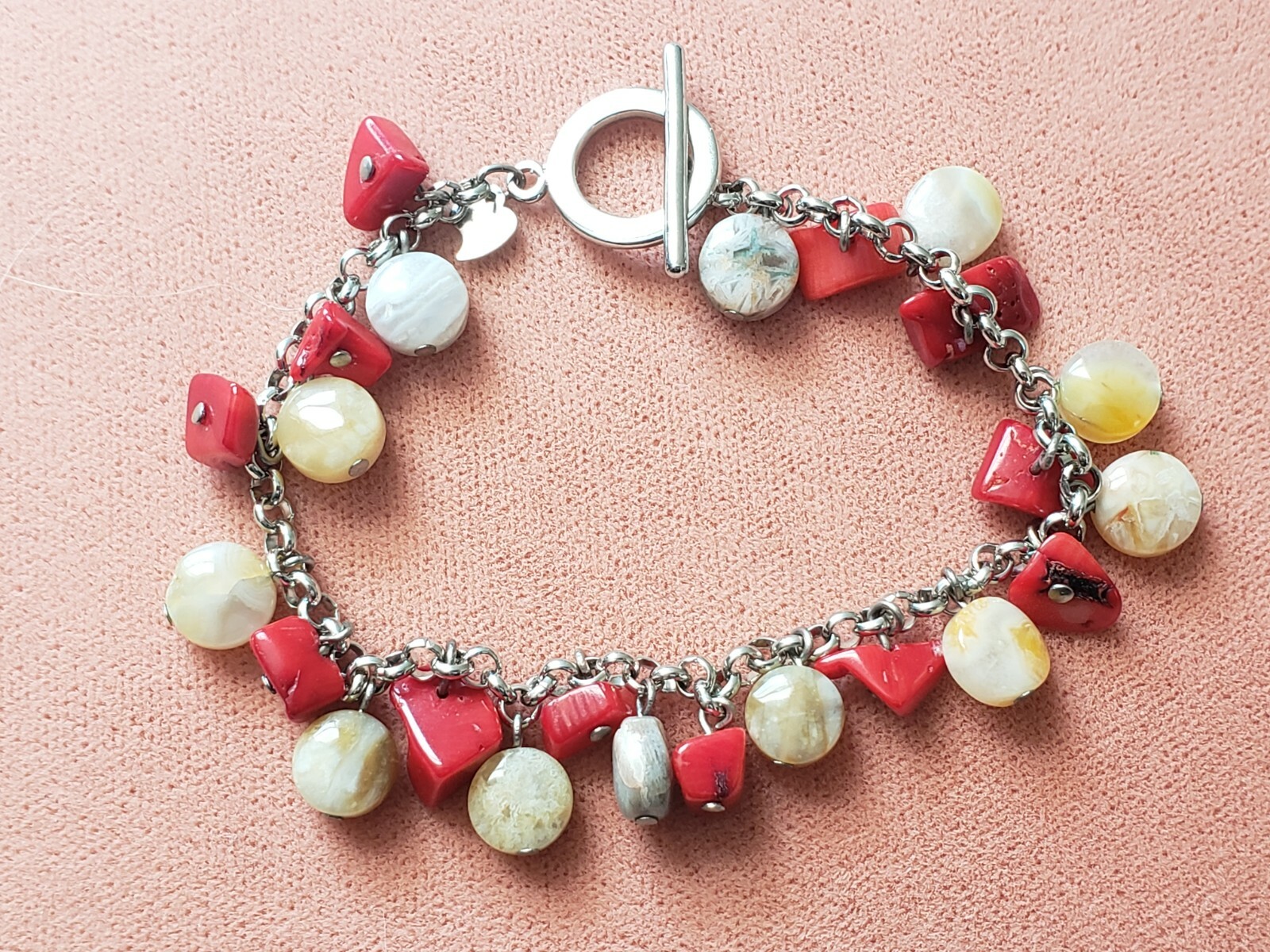 GENUINE * CORAL & MORE * BRACELET 7.5" LONG, 8-9 mm, Hand-Made in USA