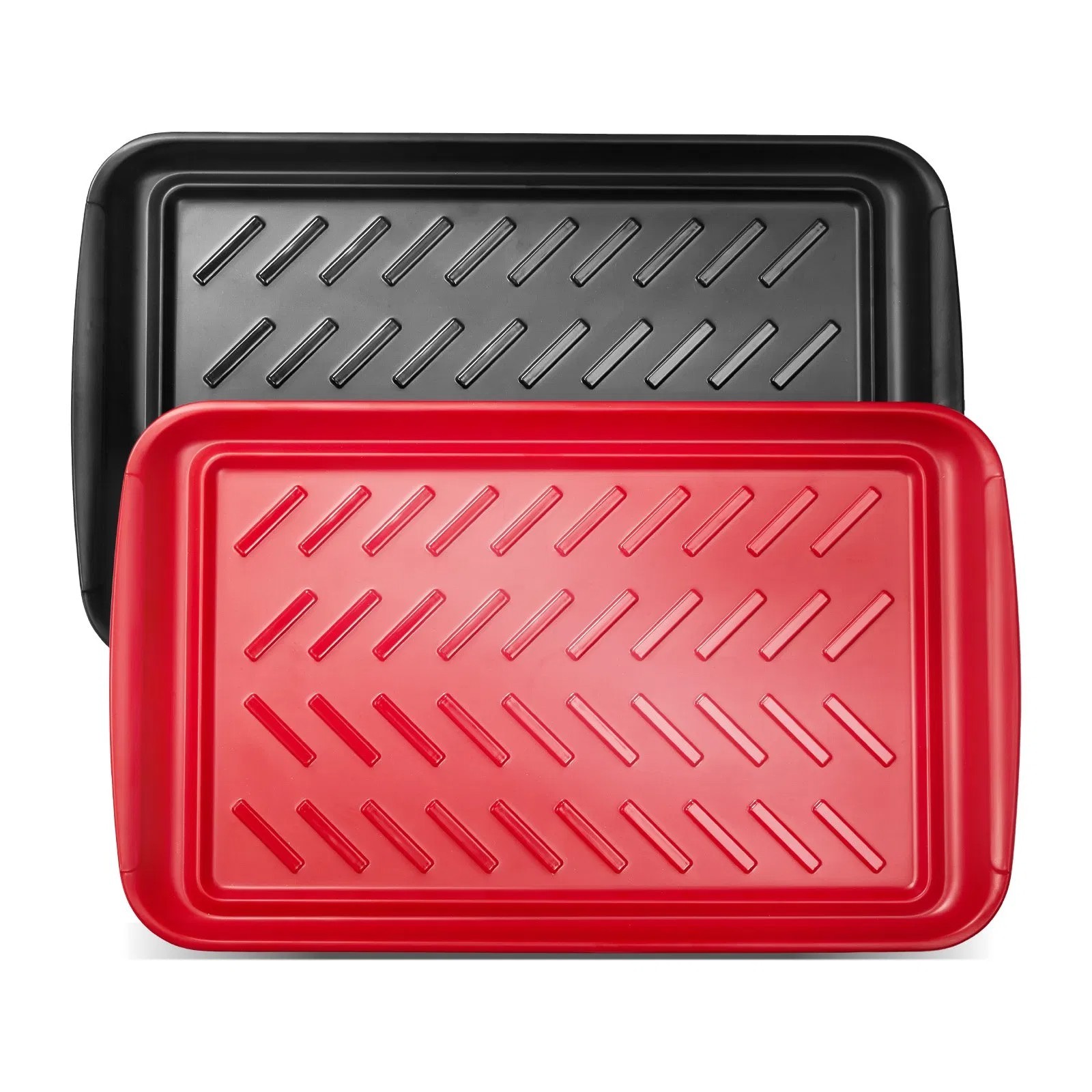 Plastic Serving Trays, 2-Pack Grilling Prep and Serve Trays with Handles , 17x10