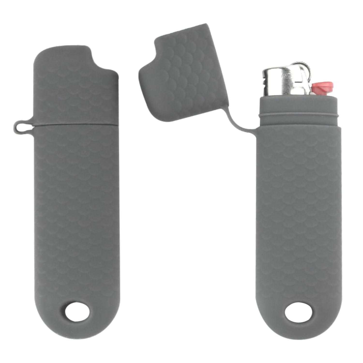 2 Pcs Waterproof Lighter Case Cover for BIC Regular Gray