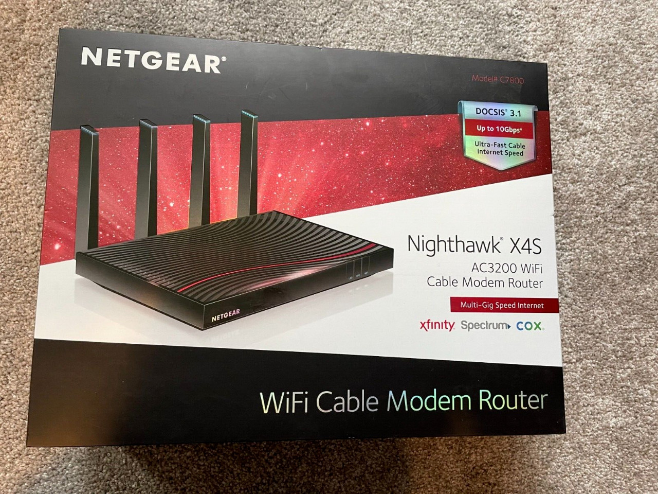 NETGEAR Nighthawk X4S AC3200 WiFi Cable Moden Router Model C7800- no orig.box
