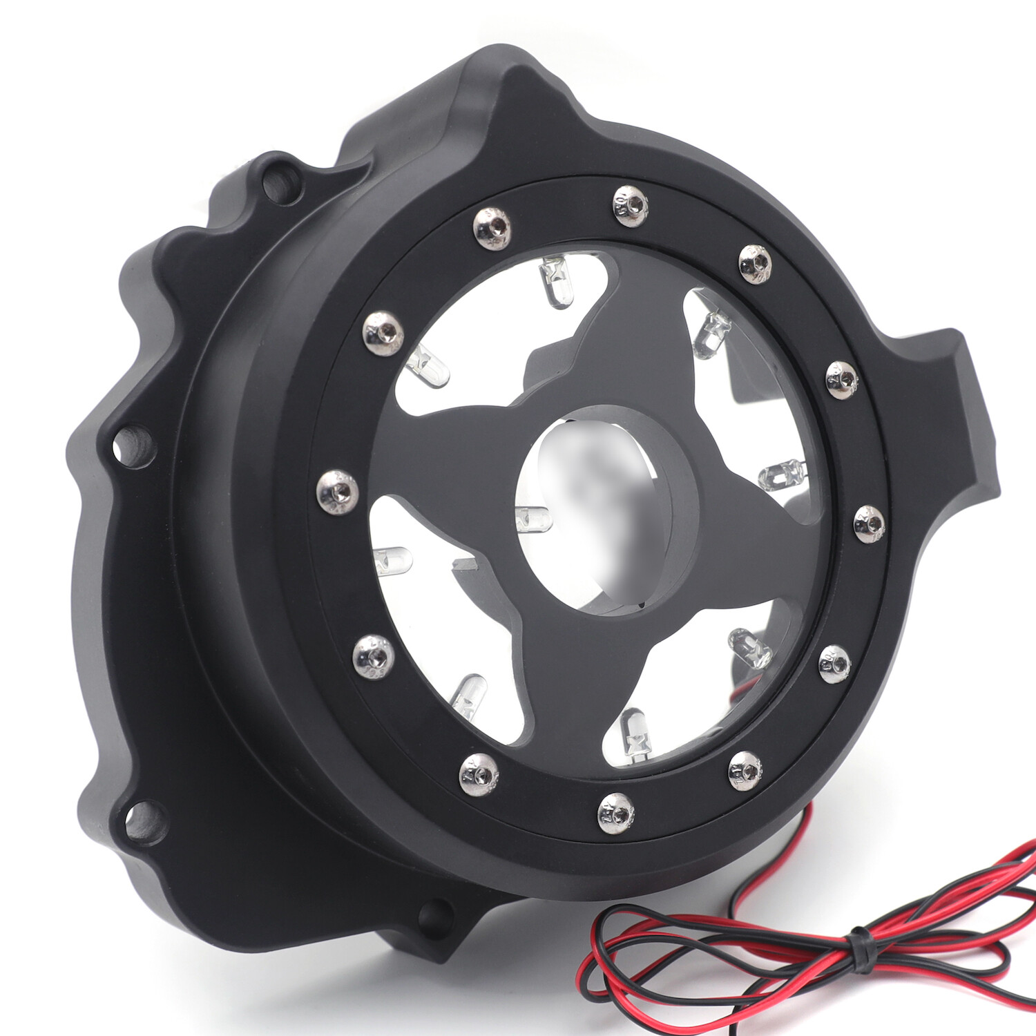 Black w/ Red LED Left Engine Stator Cover For 2003-2006 Honda CBR 600RR
