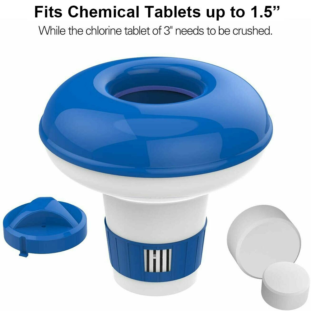 Pool Spa Large Floating Chlorine Bromine Tablet Dispenser 1.5" Tablets