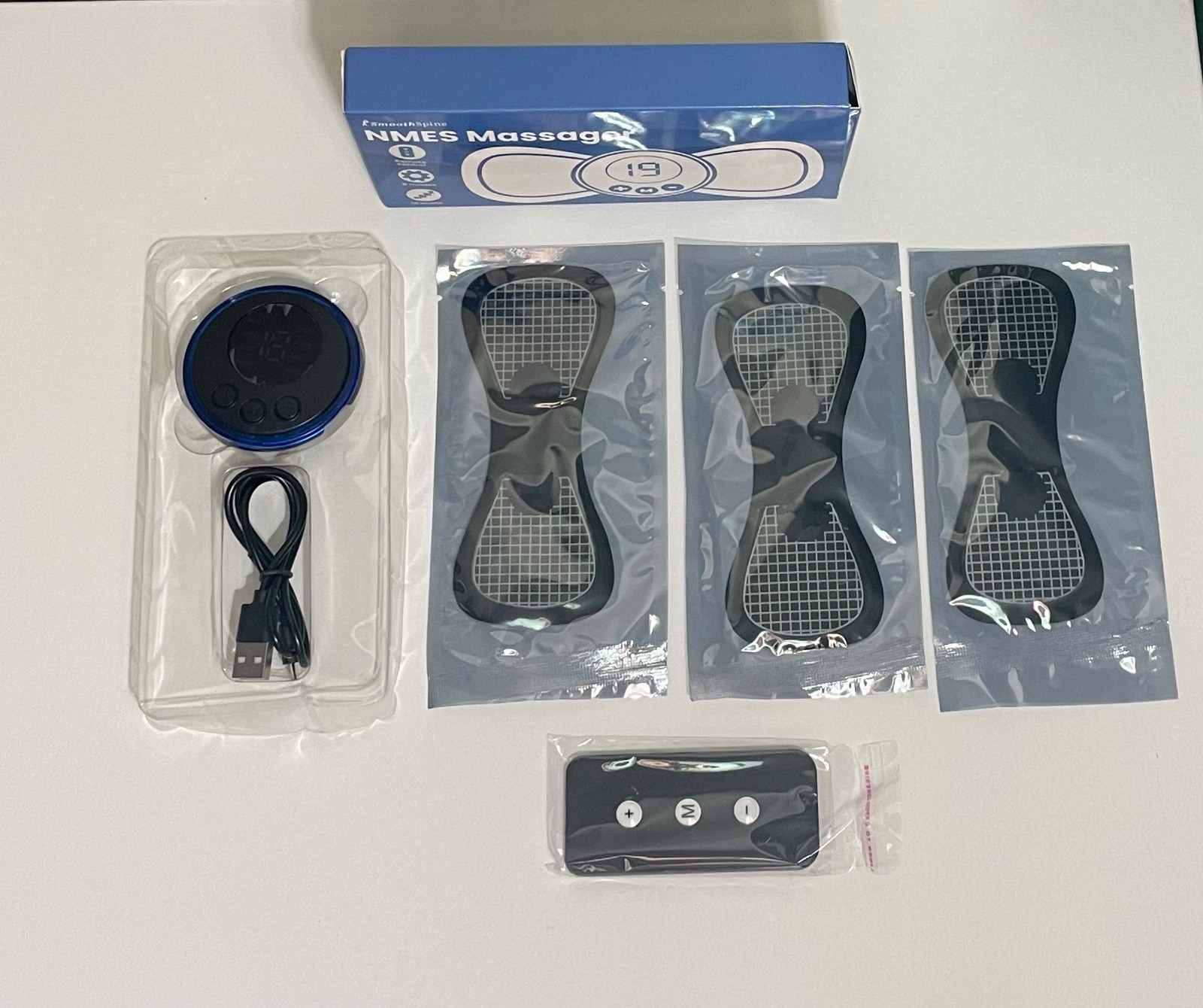 SmoothSpine NMES Massager Remote Control 19 Levels 6 Modes Back Neck Shoulder