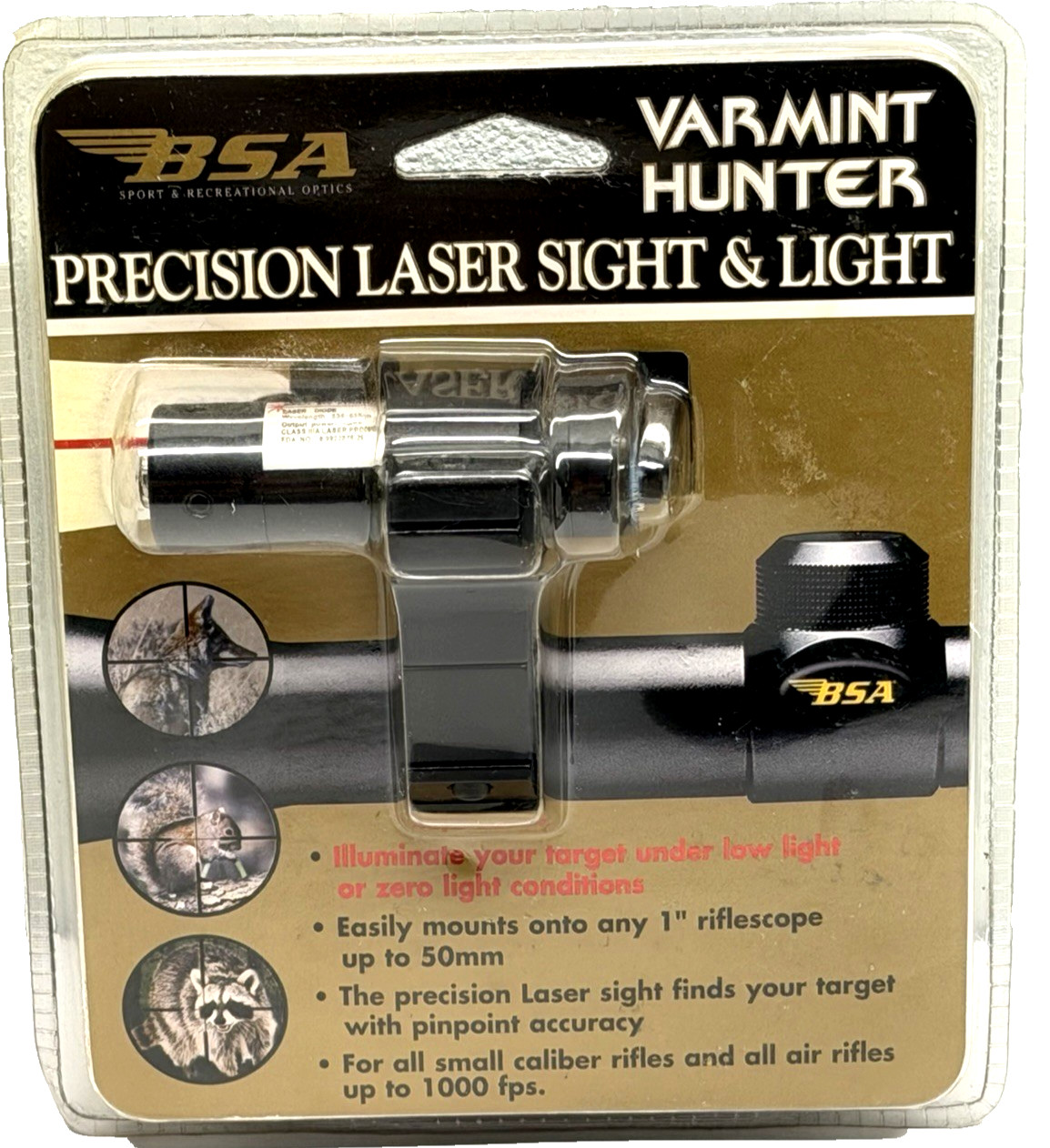 BSA Varmint Hunter Precision Laser Sight Brilliant Red 650nm Beam NEW Free S&H