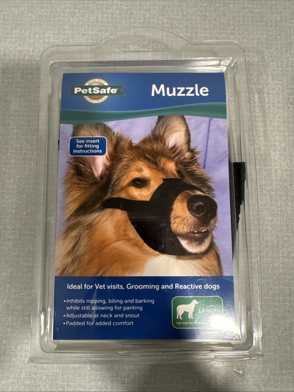 PetSafe Soft Nylon Large Dog Adjustable Muzzle for Grooming & Vet Visits NIB