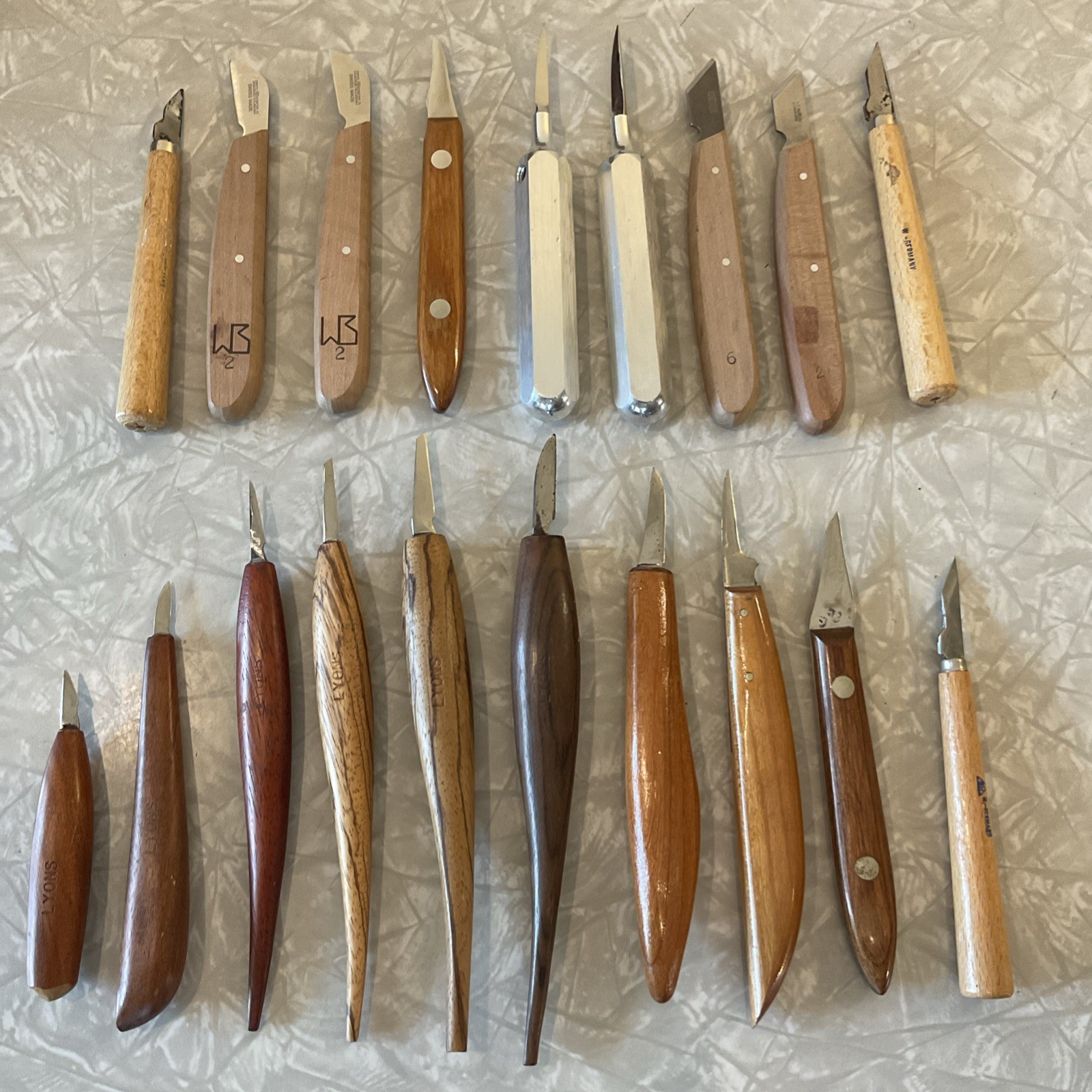 Lot 19 WOOD CARVING KNIFE SET WOODCARVING KNIVES whittling Tool Lyons Germany