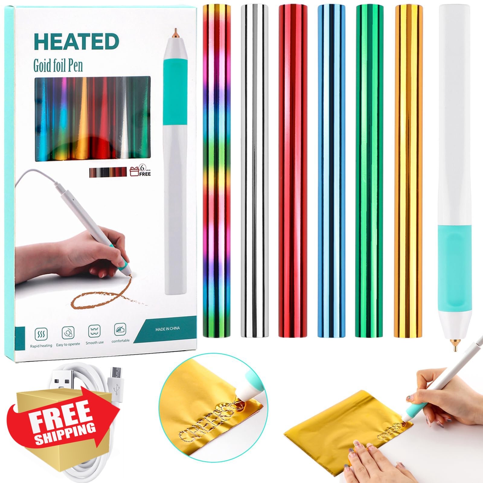 Foil Quill Hot Foil Pen Set and Rolls for Card Making Craft