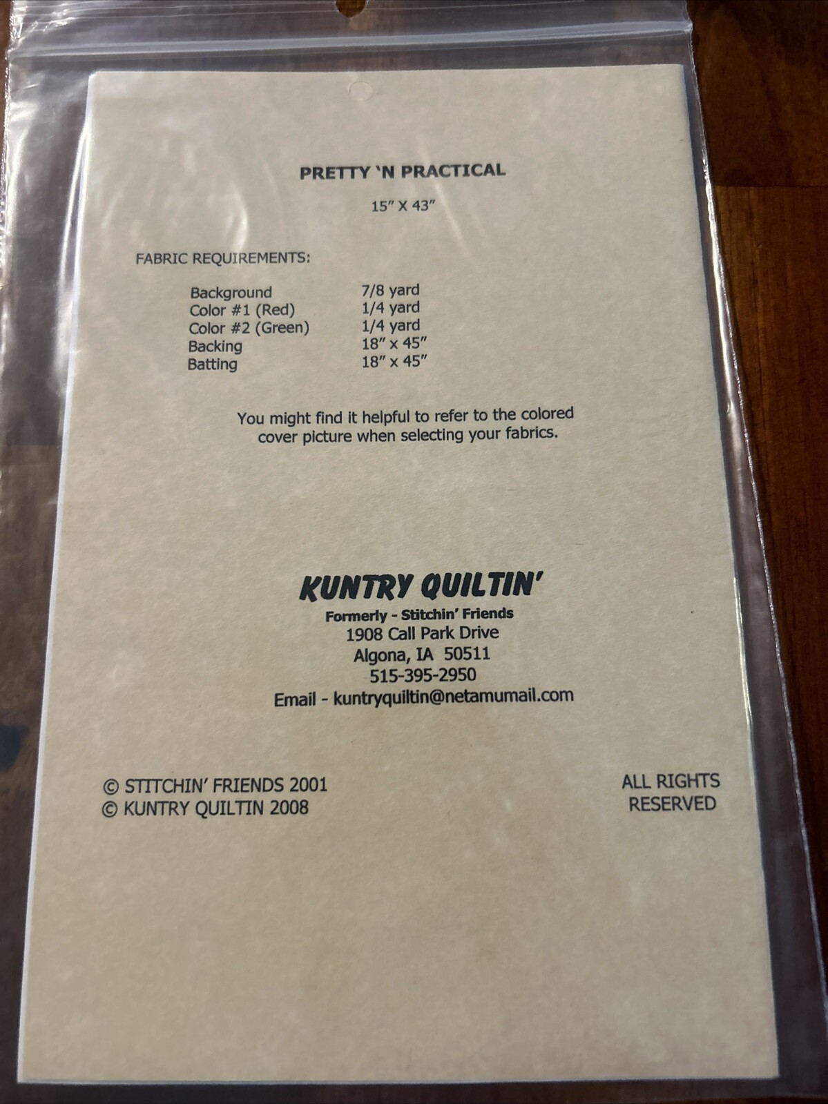 Pretty ‘N Practical Table Runner Sewing Pattern Kuntry Quiltin #214 New