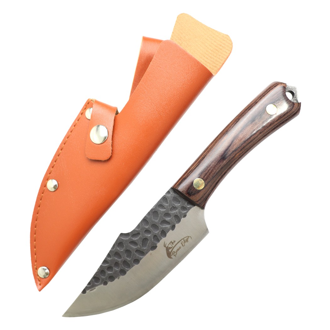 TheBoneEdge 8"" Fixed Blade Pakkawood Handle Hunting Knife with Sheath