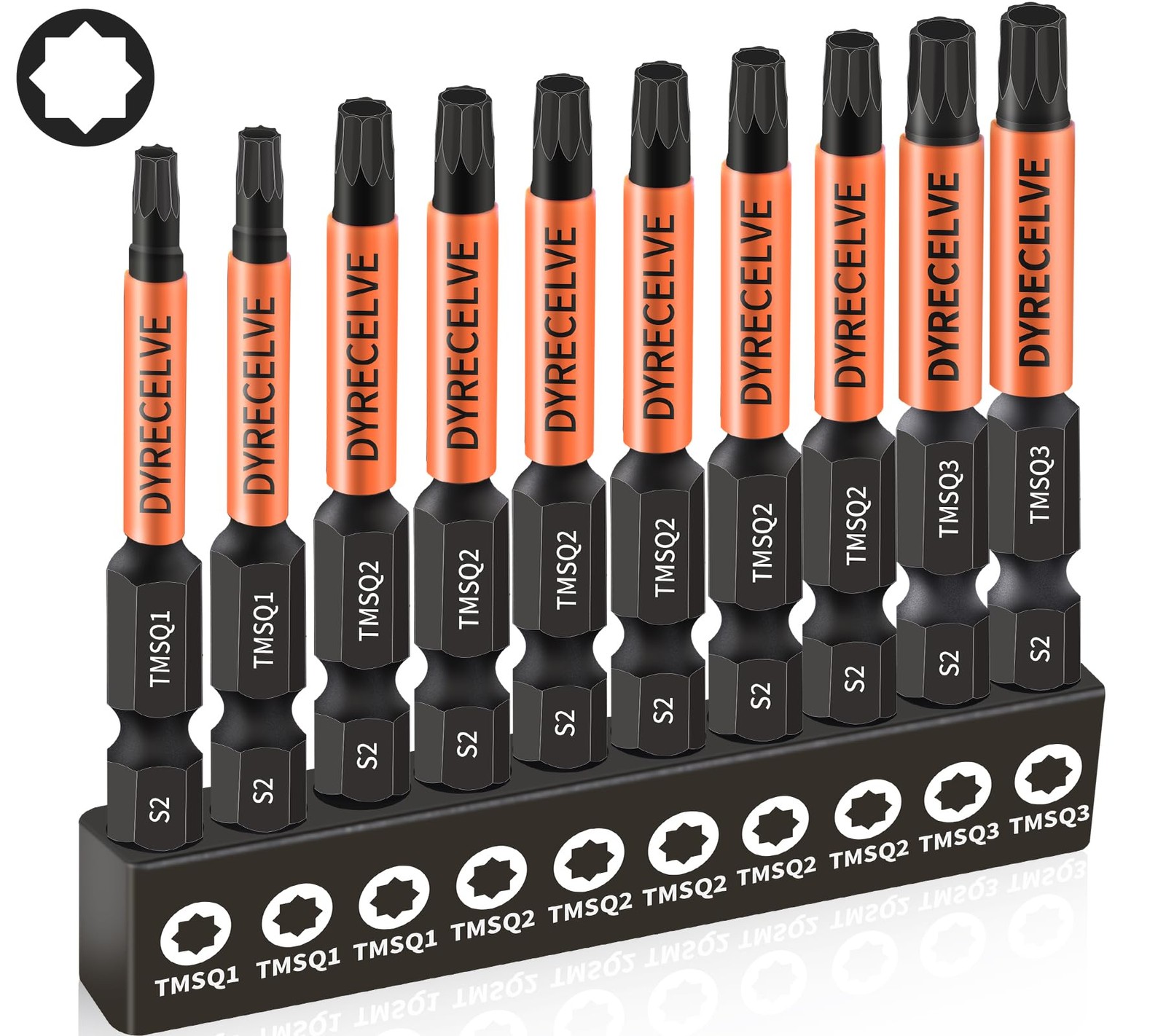10-Pack 8 Point Star Bit - Professional 8 Point Torx Bit (Magnetic Heads & Hex S