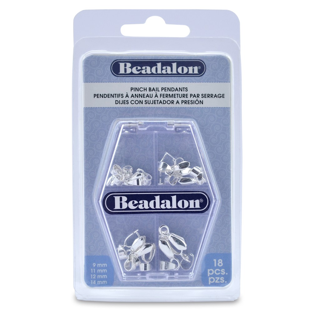 Beadalon® Pinch Bails Variety Pack Silver Plated 18 pieces * Different Sizes