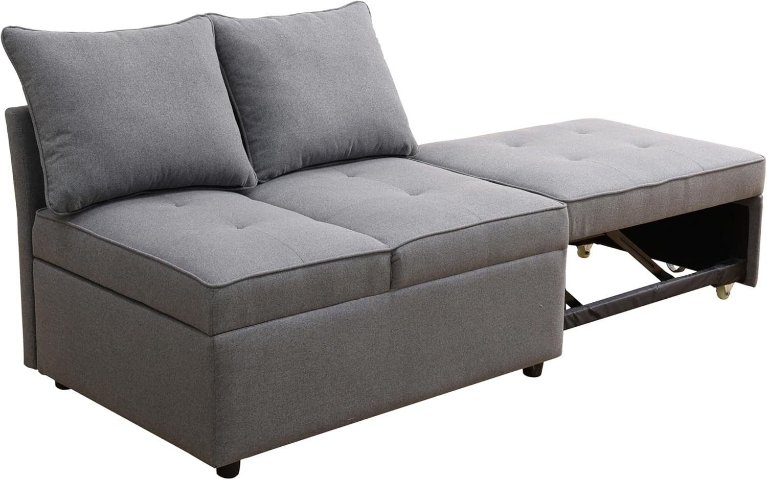 Sleeper Sofa 4-in-1 Convertible Ottoman Couch Bed Modern Sackcloth Futon Sofa