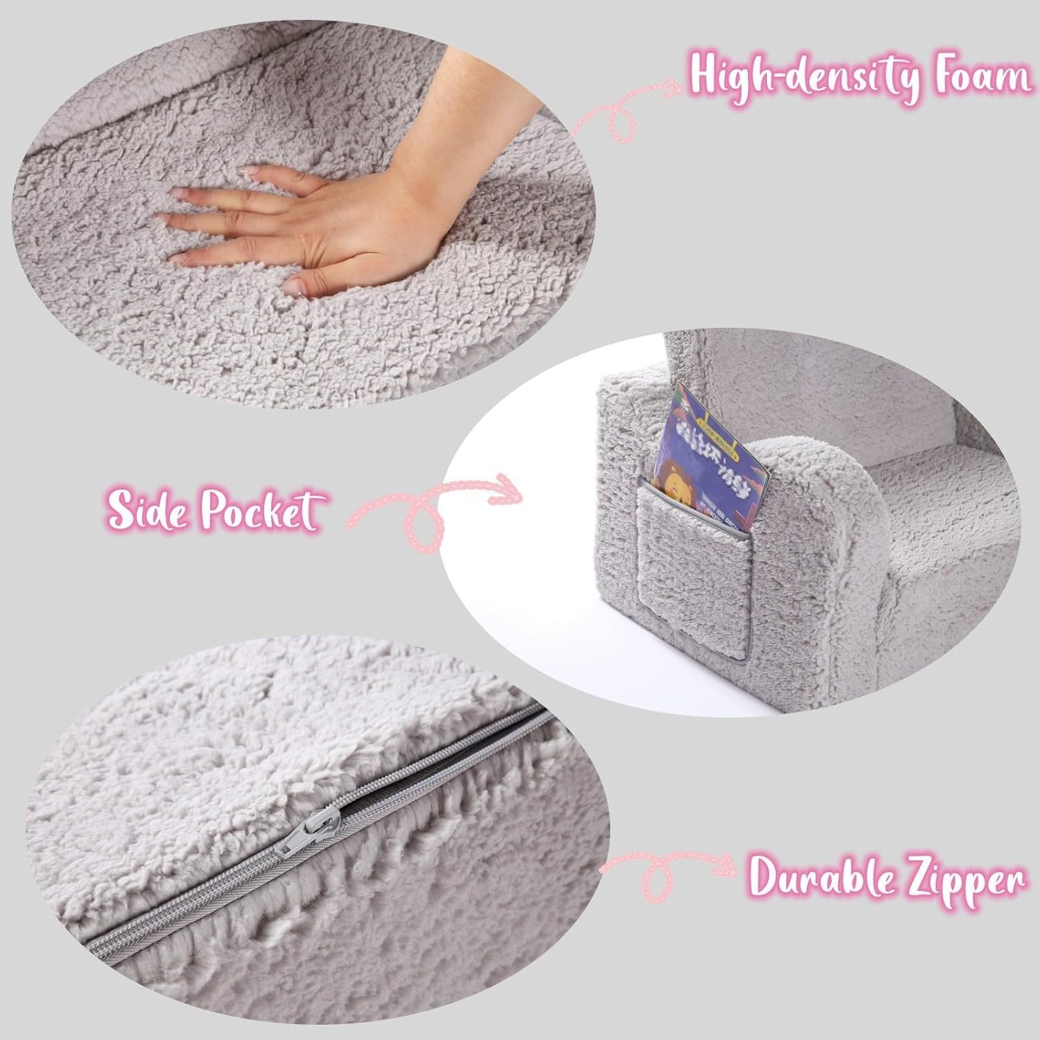 Kids Sherpa Lounge Chair - Cozy 2-in-1 Flip-Out Sofa for Playtime & Relaxation