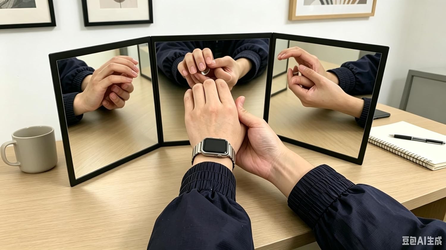 Magic Three Way Mirror Shatterproof - Foldable Close-Up...