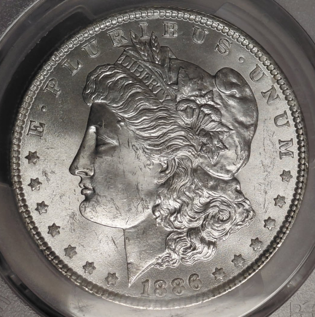 1886 PCGS-MS-64 Morgan Silver Dollar BLAST WHITE GREAT CARTWHEELS