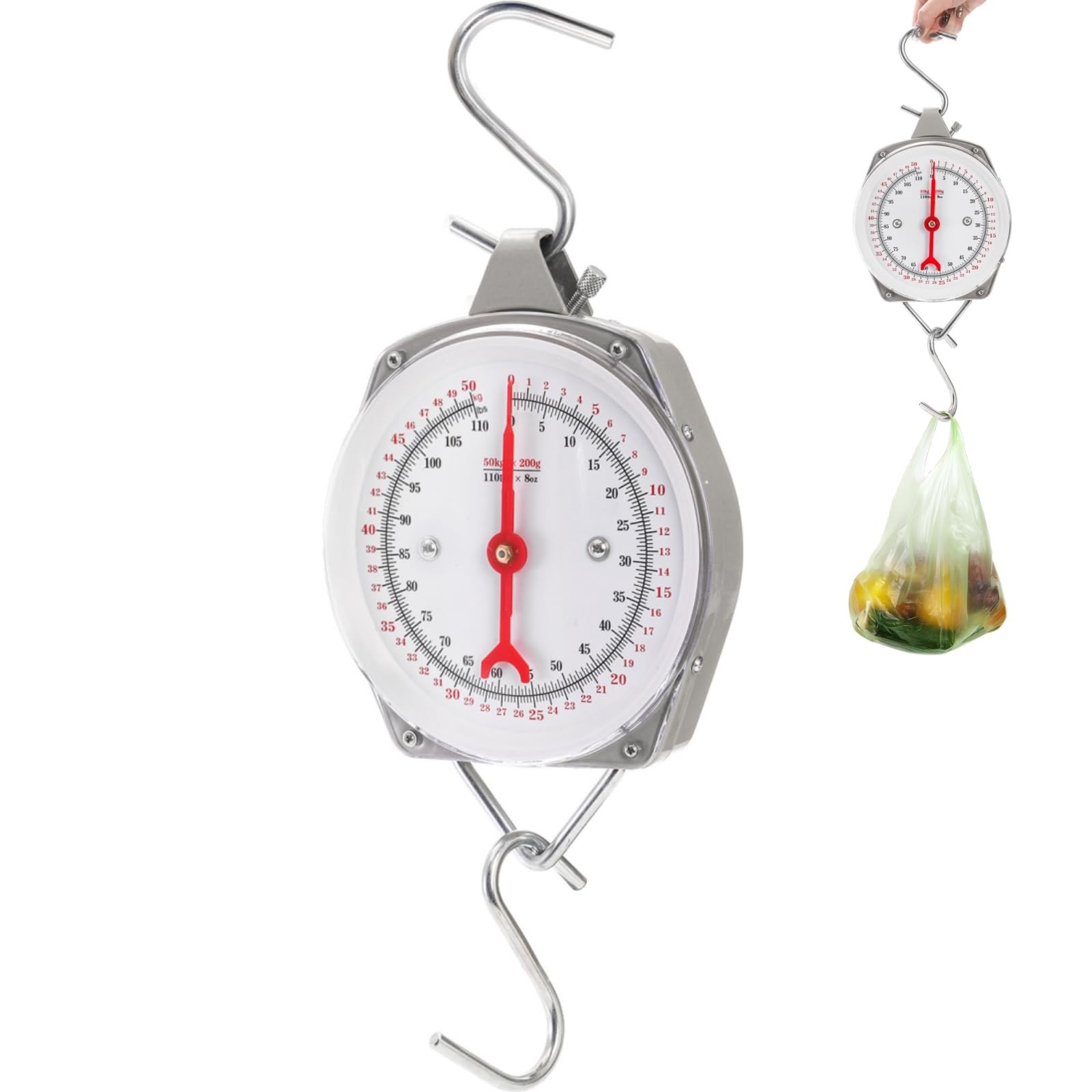 Precision Hanging Scale, 110 LB / 50KG Spring Dial Weight Scale Large Game Sc...