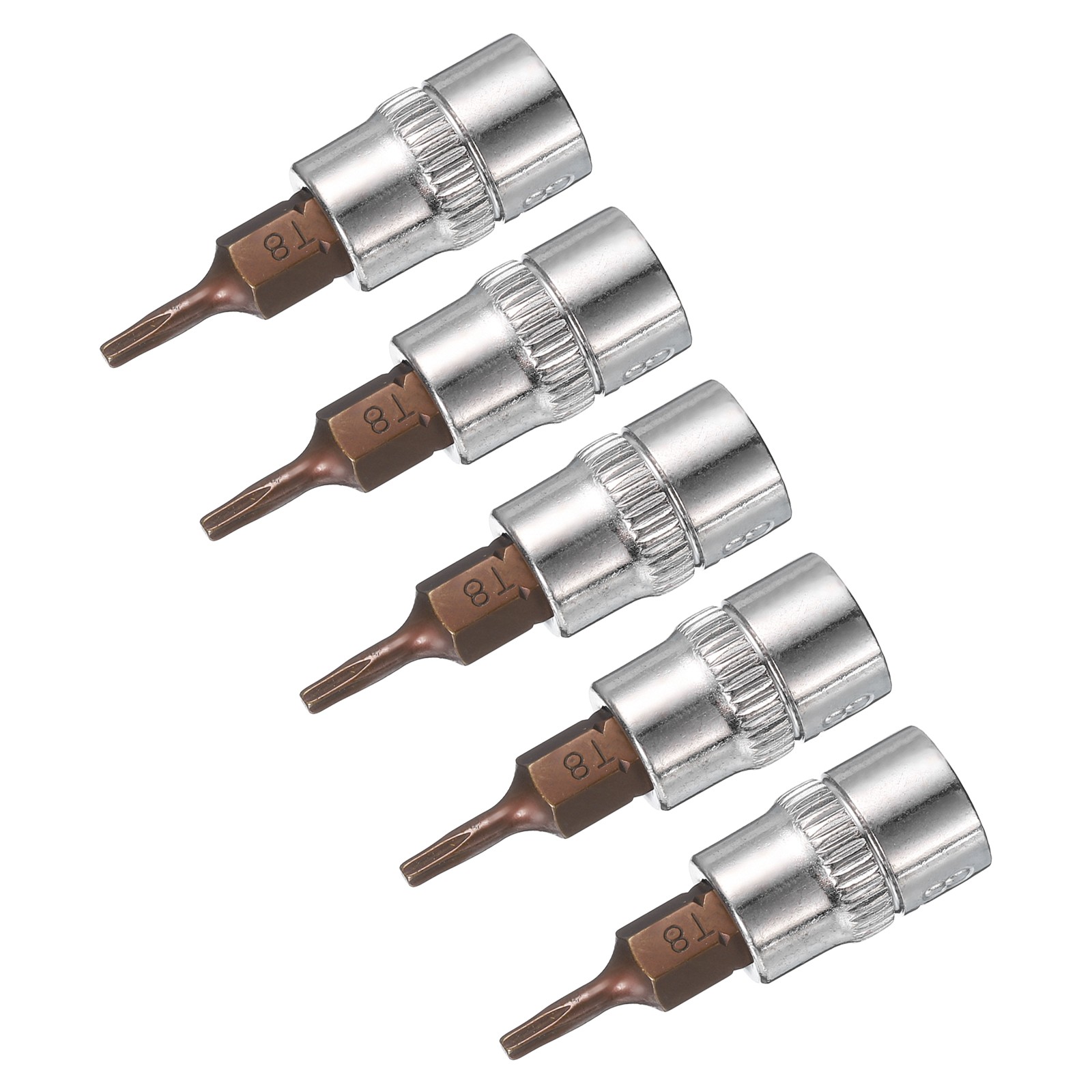 1/4-Inch Drive Bit Socket Torx T8 S2 Steel 38mm Length 5 Pcs