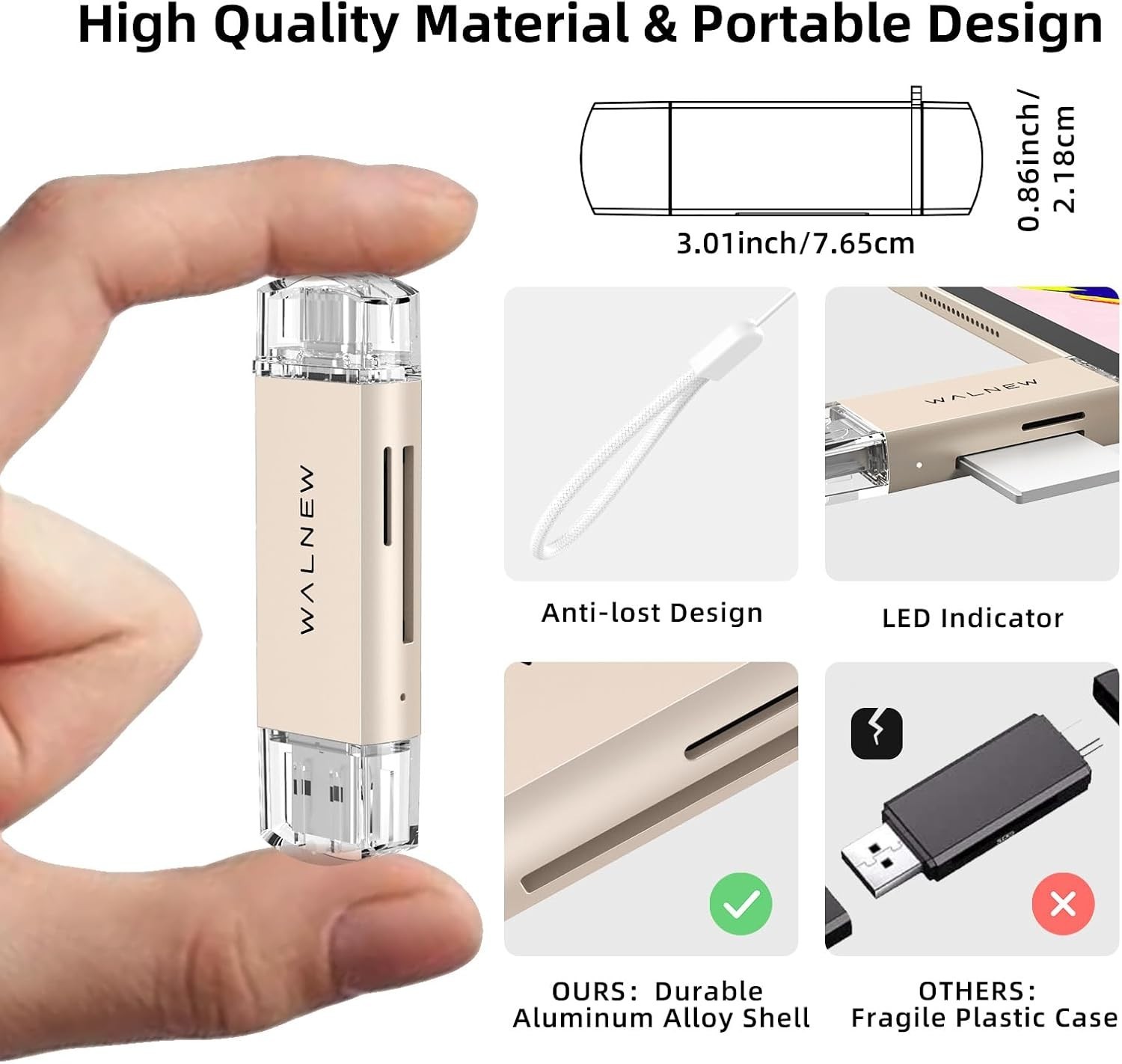 High-Speed USB 3.0 & USB-C SD Card Reader - Dual Slot Adapter for Max Efficiency