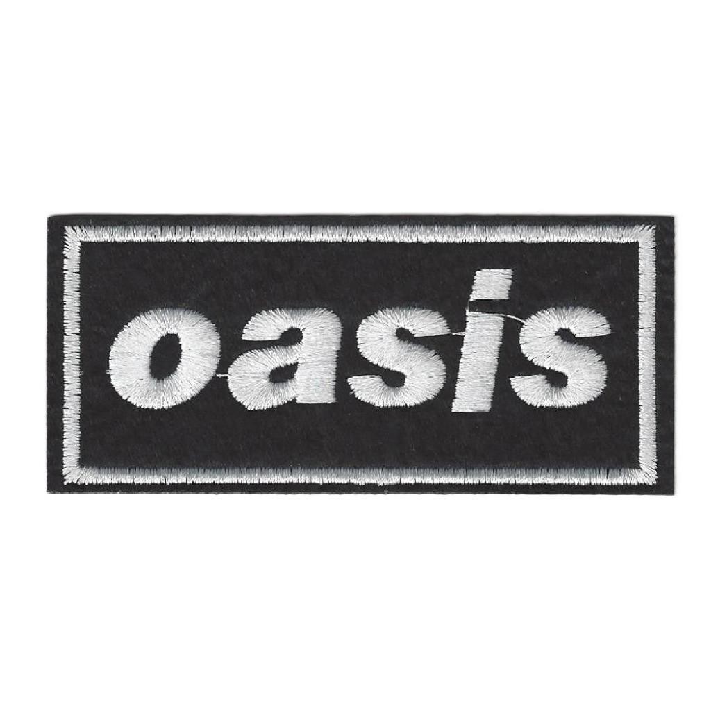 OASIS IRON ON PATCH 3.9" English Rock Band Music Black White Embroidered NEW